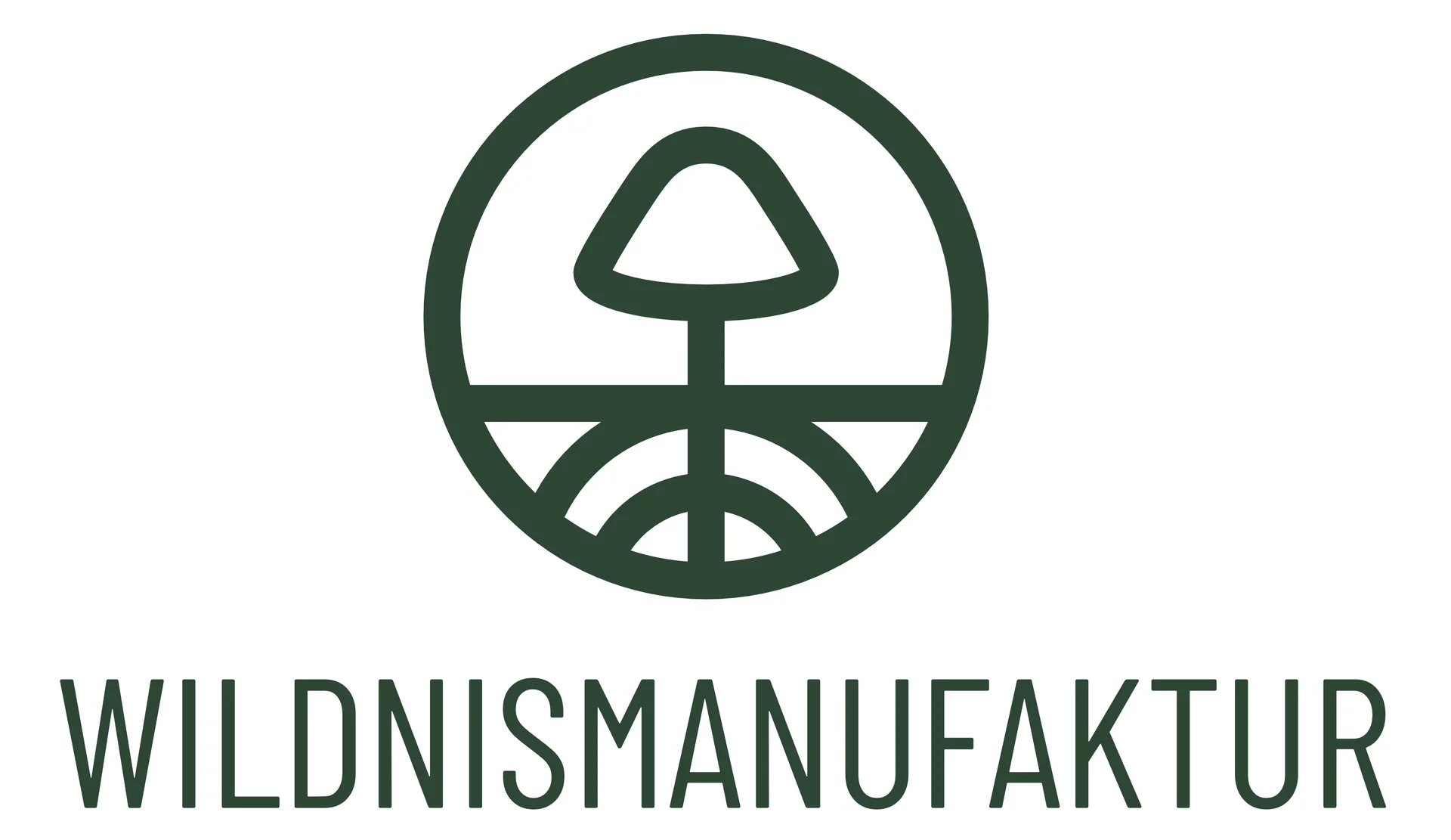 Logo der Wildnismanufaktur, grüne Schrift auf weißem Hintergrund